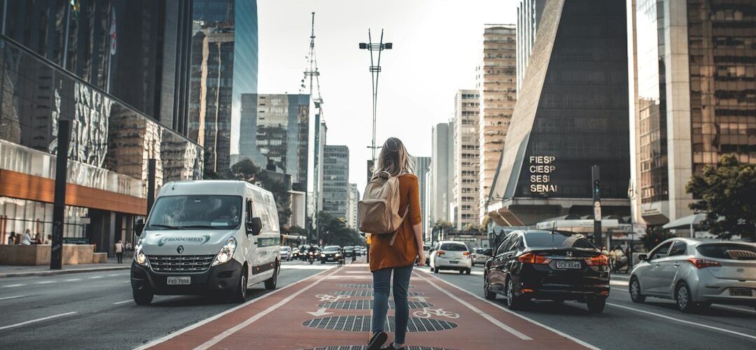 Viajero con mochila frente a un paisaje natural